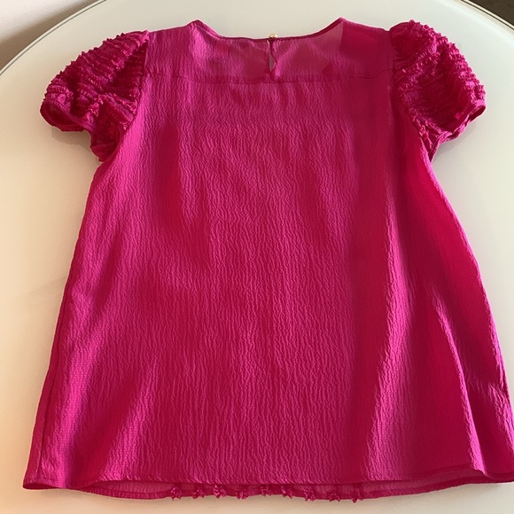 Marc by Marc Jacobs cap sleeve, sheer hot pink blouse, size 4. - Picture 9 of 9